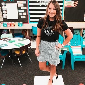 Black and white wrap skirt